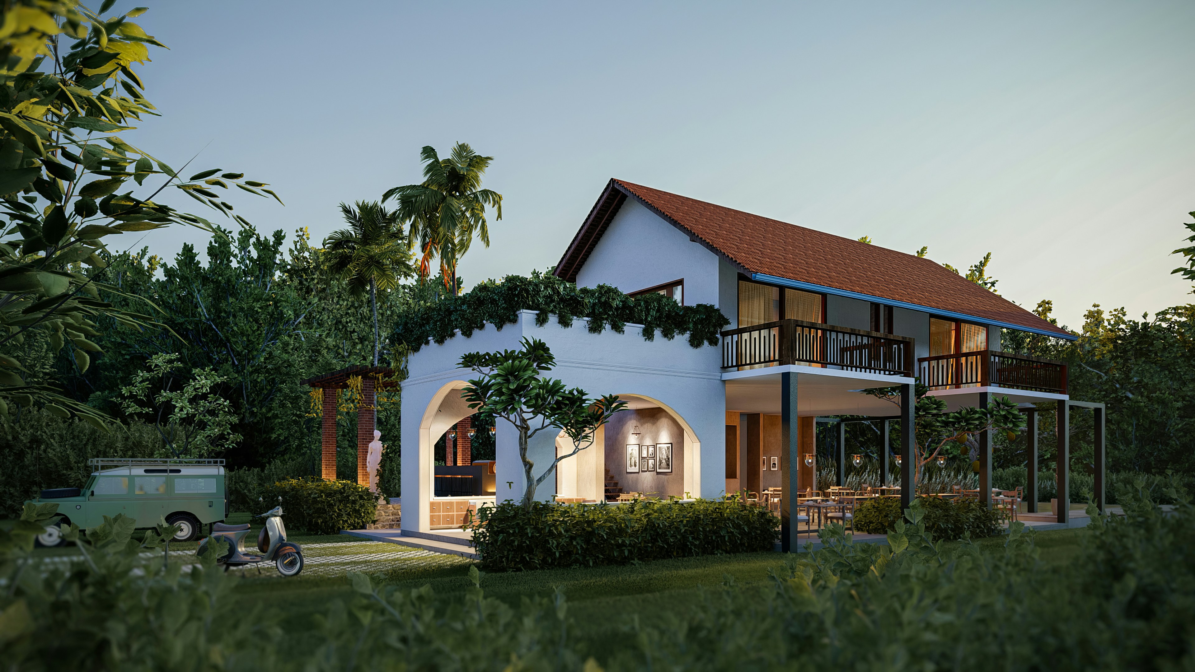 Comfortable villa green